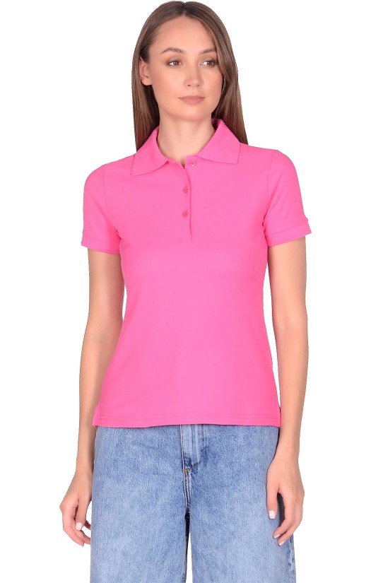 Блузка с воротником женская «Поло» розовая