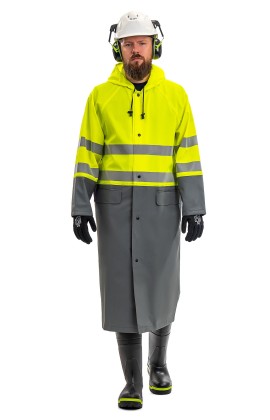 Плащ сигнальный «Циклон ХАЙ-ВИЗ» флуоресцентный желтый с серым