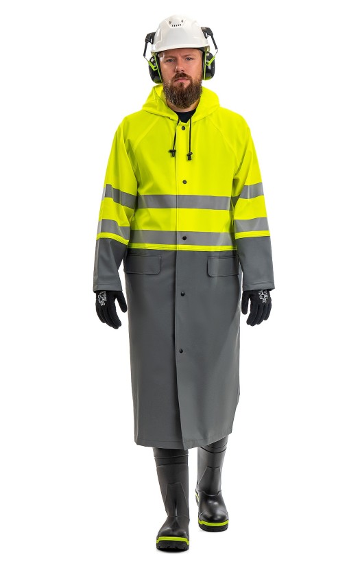 Плащ сигнальный «Циклон ХАЙ-ВИЗ» флуоресцентный желтый с серым
