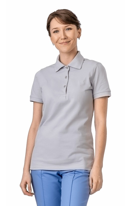 Блузка с воротником женская «Поло» сильвер