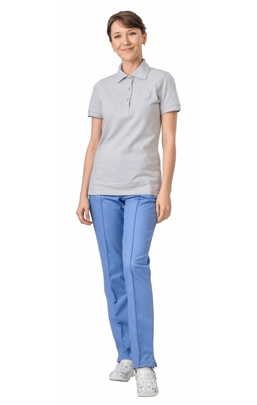 Блузка с воротником женская «Поло» сильвер