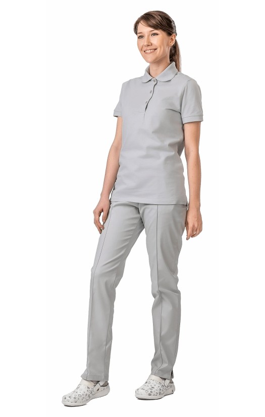 Блузка с воротником женская «Поло» сильвер