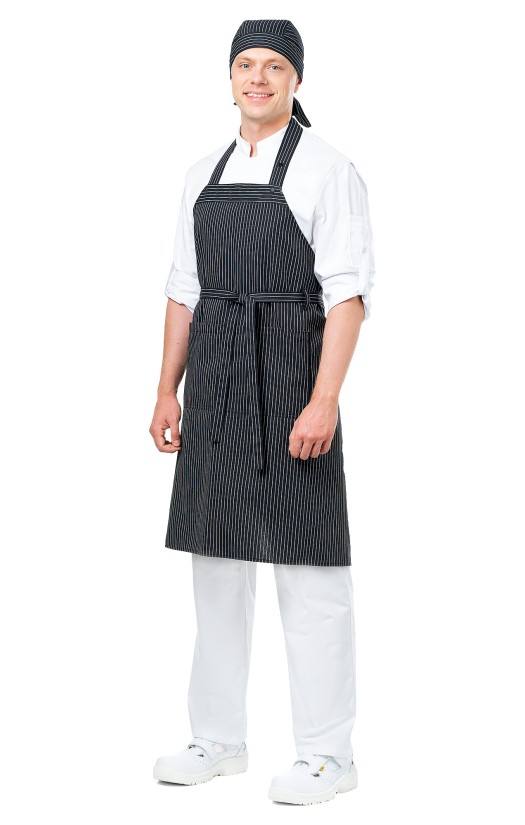Фартук «Гриль», черно-белая полоска