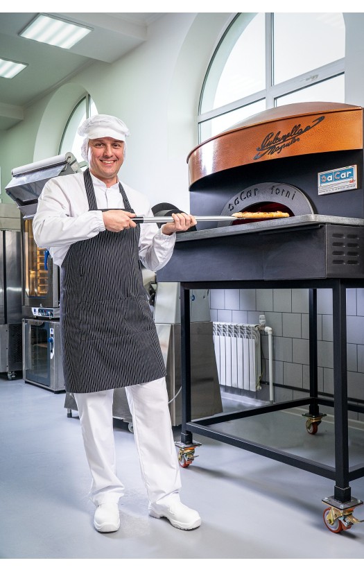 Фартук «Гриль», черно-белая полоска