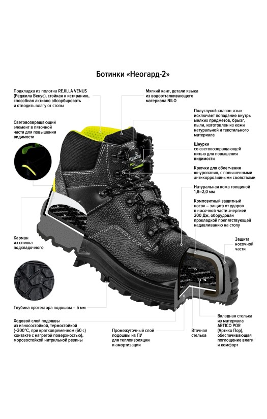 Ботинки мужские кожаные Неогард-2® с защитными носками из композитного материала
