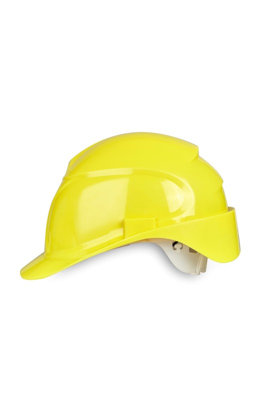 Каска защитная "Эйрвинг" UVEX (9762120) с текстильным оголовьем, желтая, полиэтиленовая