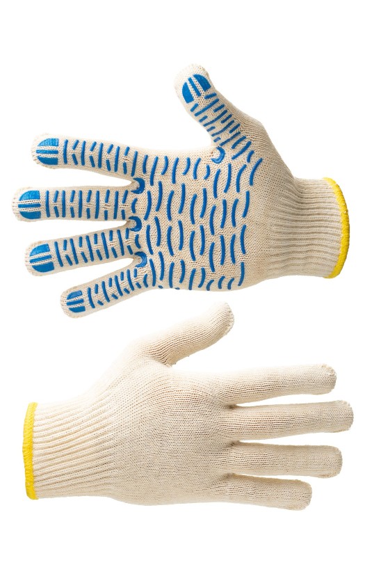 Перчатки трикотажные х/б с&amp;nbsp;точечным ПВХ-покрытием «Волна» (10&amp;nbsp;класс)