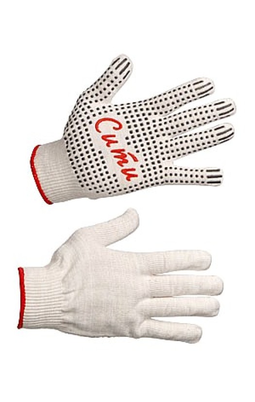 Трикотажные перчатки с точечным  ПВХ-покрытием «Сити» (13 класс)