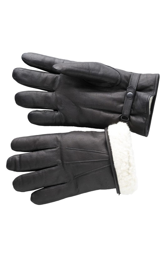 Перчатки кожаные с&amp;nbsp;подкладкой из натуральной шерсти