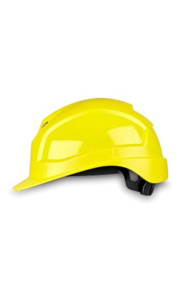 Каска Uvex "Феос IES" (9772140) с текстильным оголовьем, храповик, цв.желтый, крепление для очков Феос