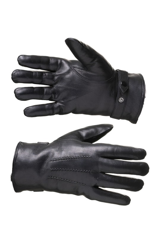 Перчатки кожаные с&amp;nbsp;подкладкой из натурального меха (овчина)