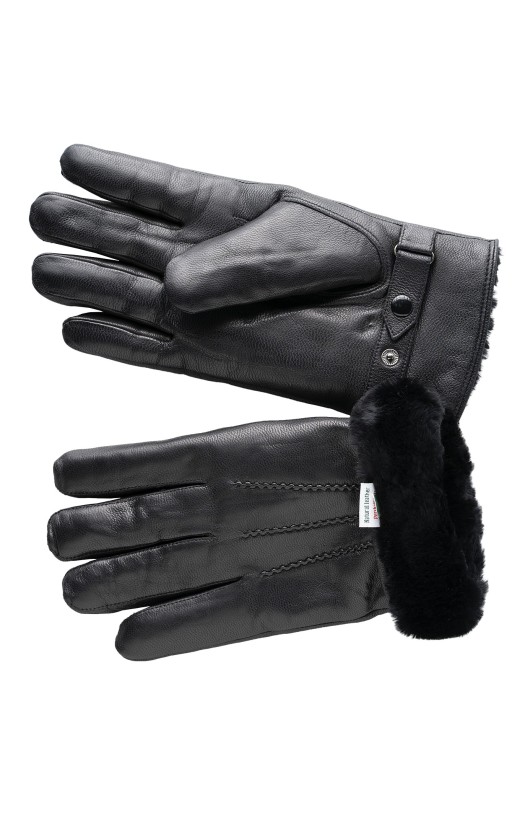 Перчатки кожаные с&amp;nbsp;подкладкой из натурального меха (овчина)