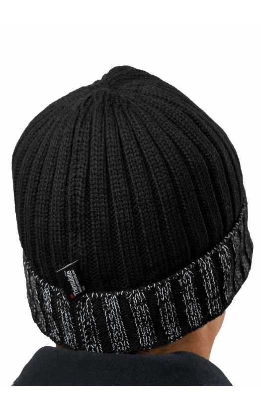 Шапка трикотажная с утеплителем Тинсулейт® с СВ-элементами, черная