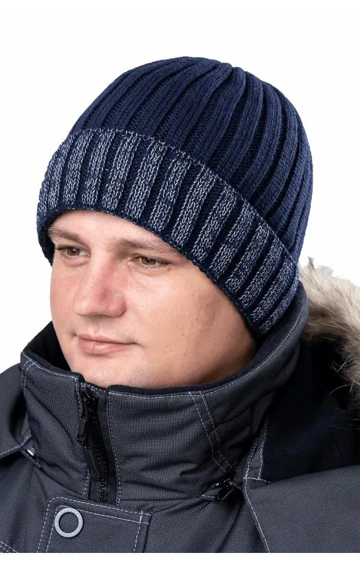 Шапка трикотажная с утеплителем Тинсулейт® с СВ-элементами синяя