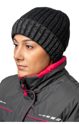 Шапка трикотажная с утеплителем Тинсулейт® с СВ-элементами темно-серая