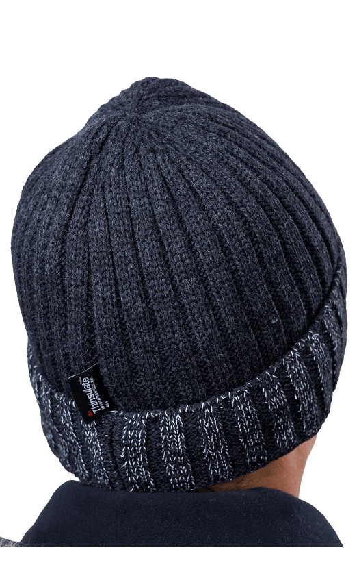 Шапка трикотажная с утеплителем Тинсулейт® с СВ-элементами темно-серая