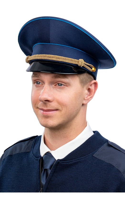 Фуражка с высокой тульей с голубым кантом