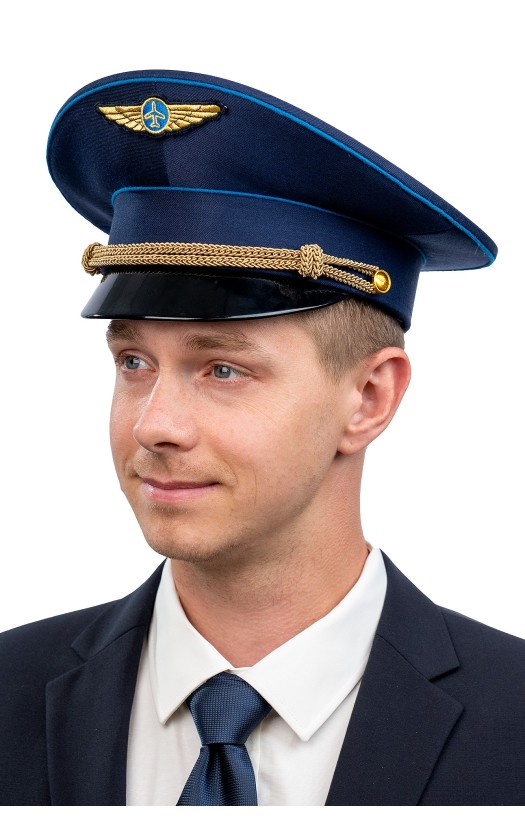 Фуражка с высокой тульей с голубым кантом