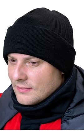 Шапка трикотажная двойная с утеплителем Тинсулейт®, цвет черный