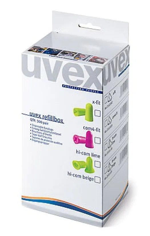 Вкладыши (беруши) противошумные одноразовые UVEX «Хай-Ком» (2112118) без шнурка, для диспенсера (300 пар), 24 дБ