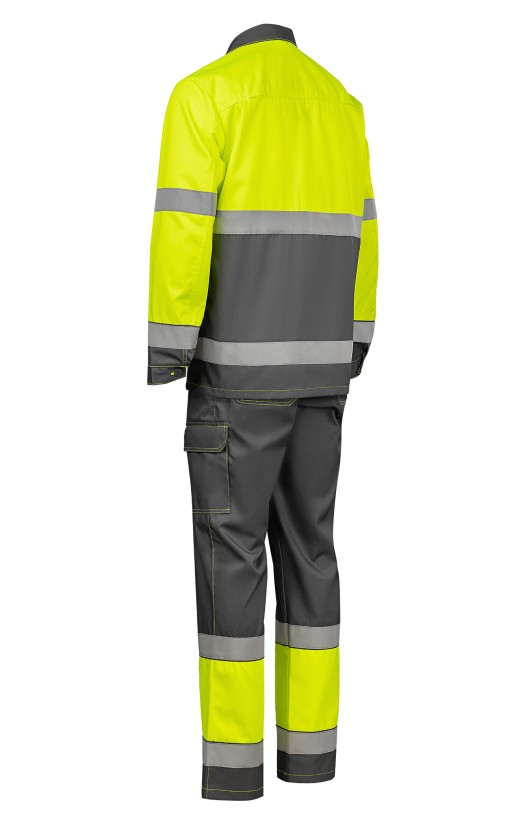 Костюм летний сигнальный «Прожектор» флуоресцентный желтый с серым