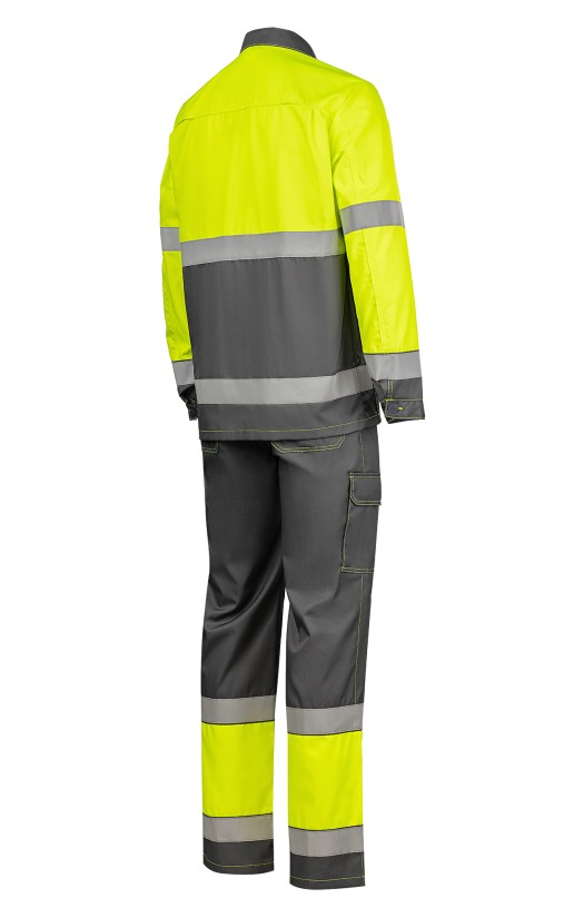 Костюм летний сигнальный «Прожектор» флуоресцентный желтый с серым