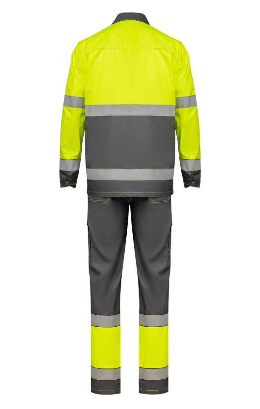 Костюм летний сигнальный «Прожектор» флуоресцентный желтый с серым