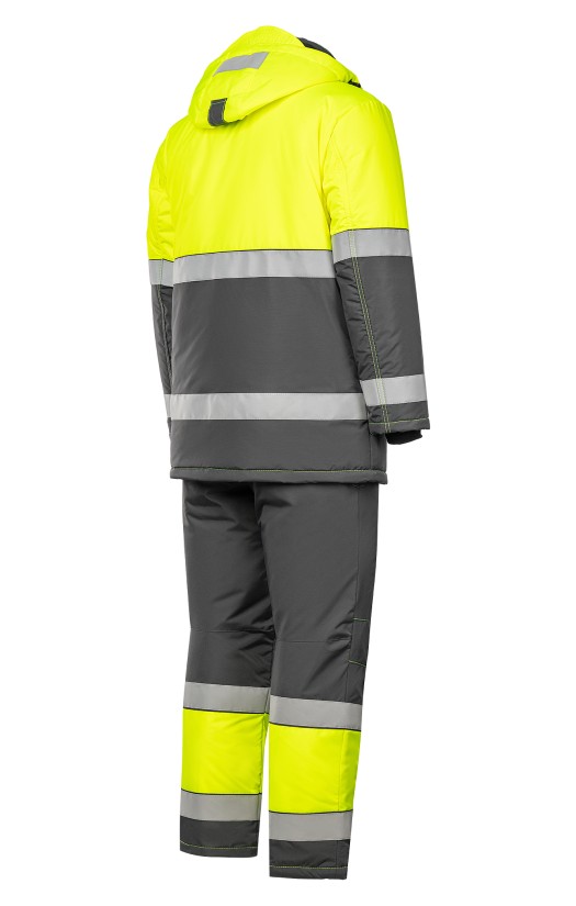 Костюм зимний сигнальный «Прожектор» флуоресцентный желтый с серым
