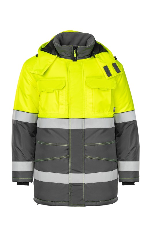 Костюм зимний сигнальный «Прожектор» флуоресцентный желтый с серым, куртка