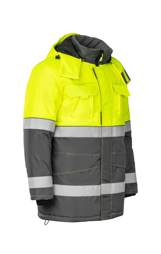 Костюм зимний сигнальный «Прожектор» флуоресцентный желтый с серым, куртка