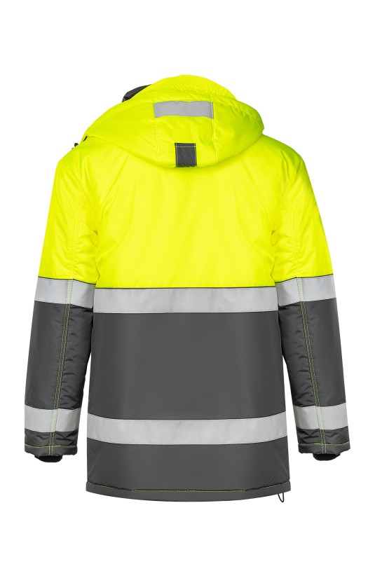 Костюм зимний сигнальный «Прожектор» флуоресцентный желтый с серым, куртка