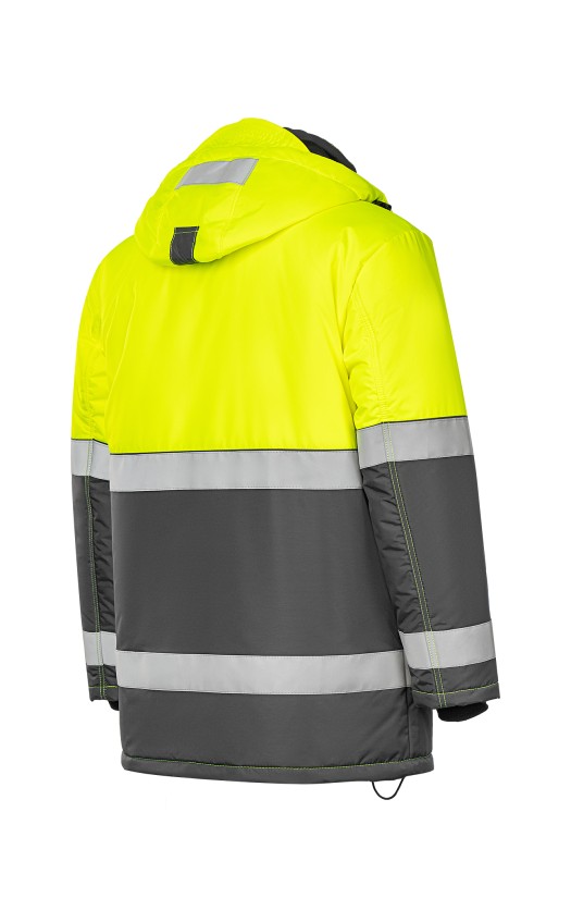 Костюм зимний сигнальный «Прожектор» флуоресцентный желтый с серым, куртка