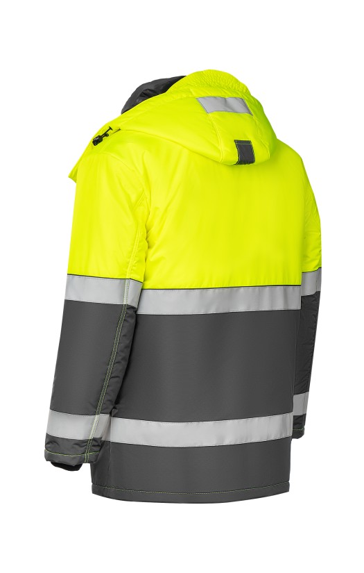 Костюм зимний сигнальный «Прожектор» флуоресцентный желтый с серым, куртка