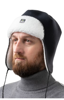 Шапка-ушанка ОРСА (ORSA) SE с мембраной черно-белая