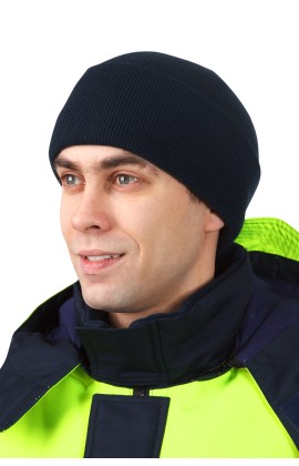 Шапка трикотажная двойная с утеплителем Тинсулейт®, цвет темно-синий