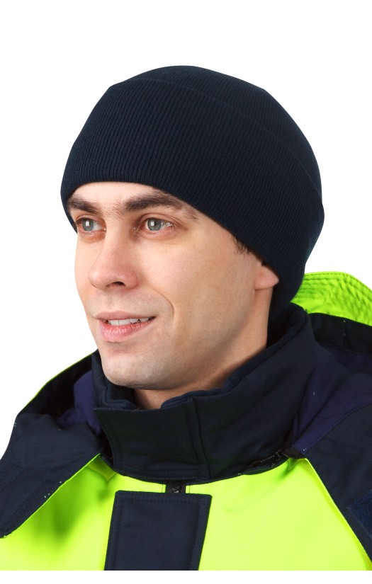 Шапка трикотажная двойная с утеплителем Тинсулейт®, цвет темно-синий