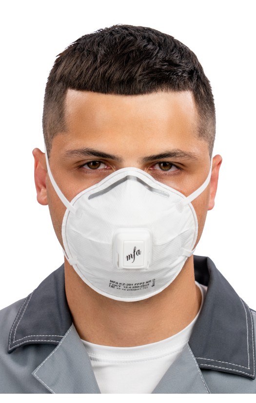 Полумаска фильтрующая MFA, модель KZ-201 (класс защиты FFP2 NR D) с клапаном выдоха