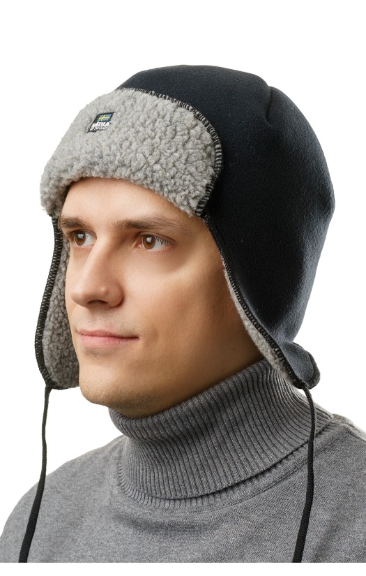 Шапка-ушанка ОРСА (ORSA) SE с мембраной черно-серая