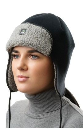 Шапка-ушанка ОРСА (ORSA) SE с мембраной черно-серая