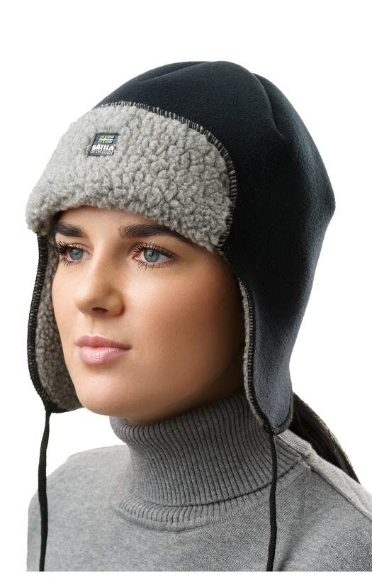 Шапка-ушанка ОРСА (ORSA) SE с мембраной черно-серая